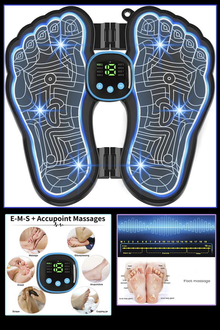 EMS Foot Massager Mat & Mini Body Massager Combo: USB Charging, Smart Display (Pack of 2).