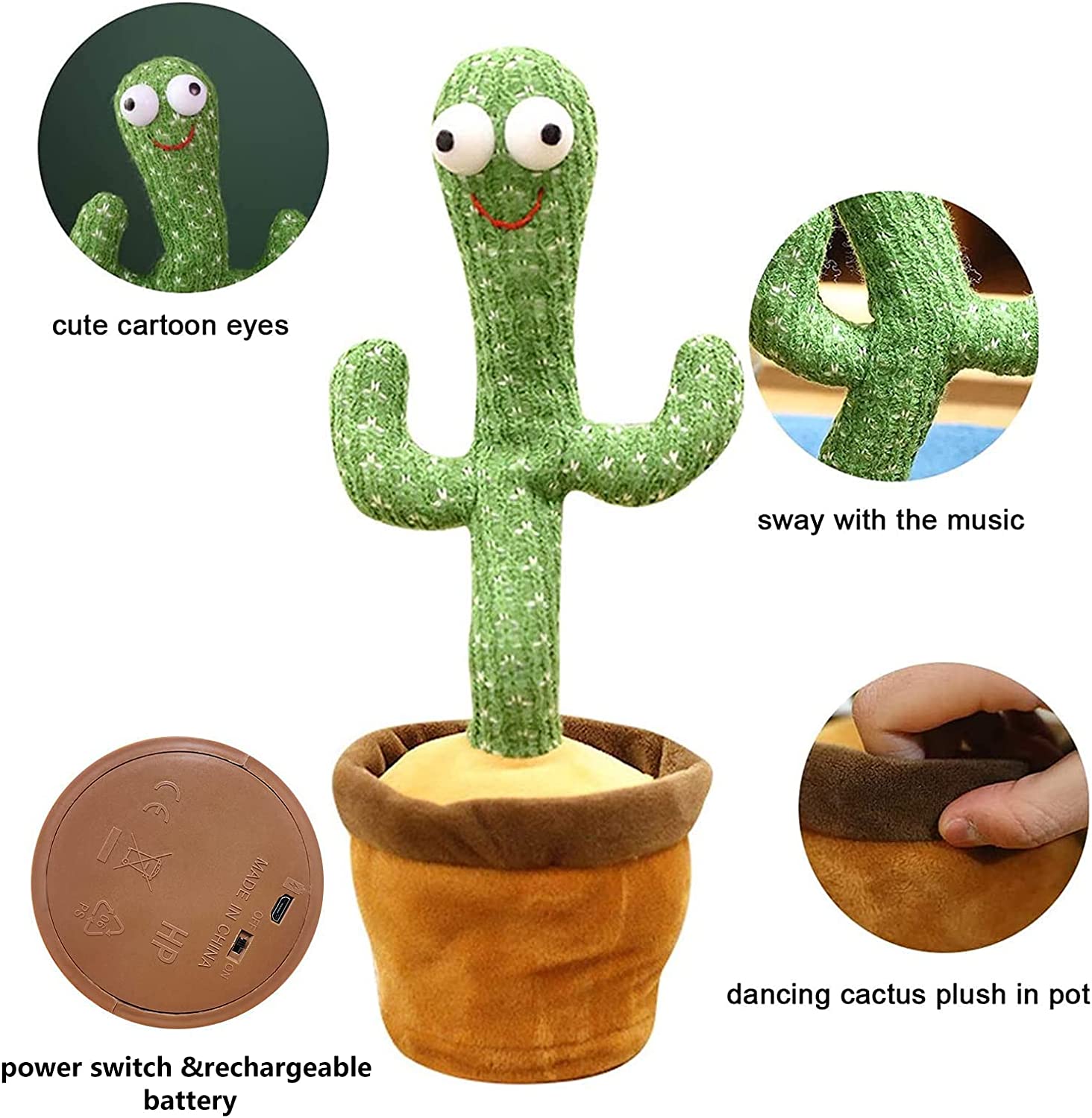 Dancing Cactus Baby Toy Mimicking Talking and Singing Cactus Toy for Boy and Girl Kids Gift