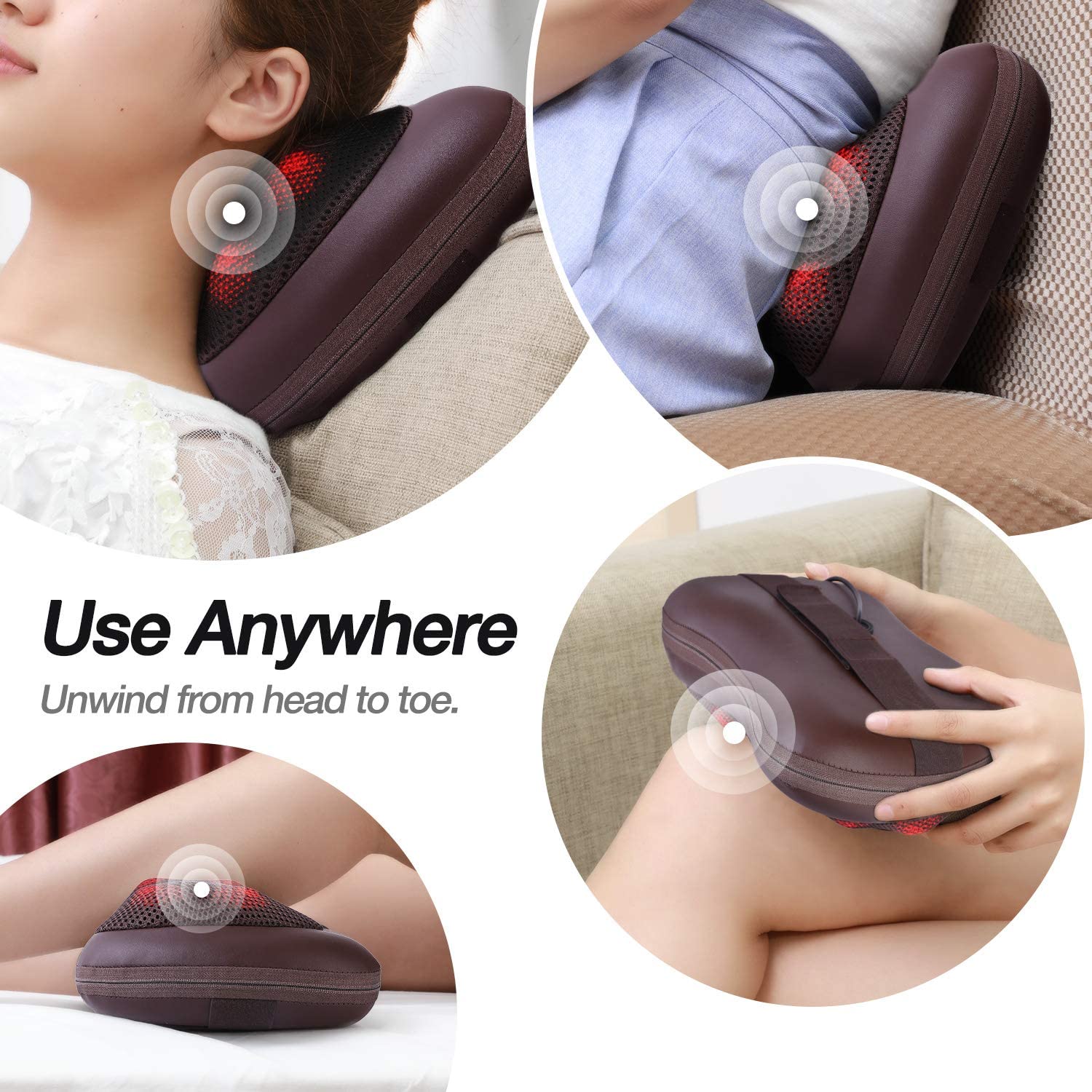 5-in-1 Pillow Shiatsu Massager For Home And Car - GreenArrow.shop