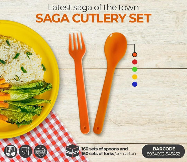 Saga Cutlery Set - 3 Fork &amp; 3 Spoon (Random Color)