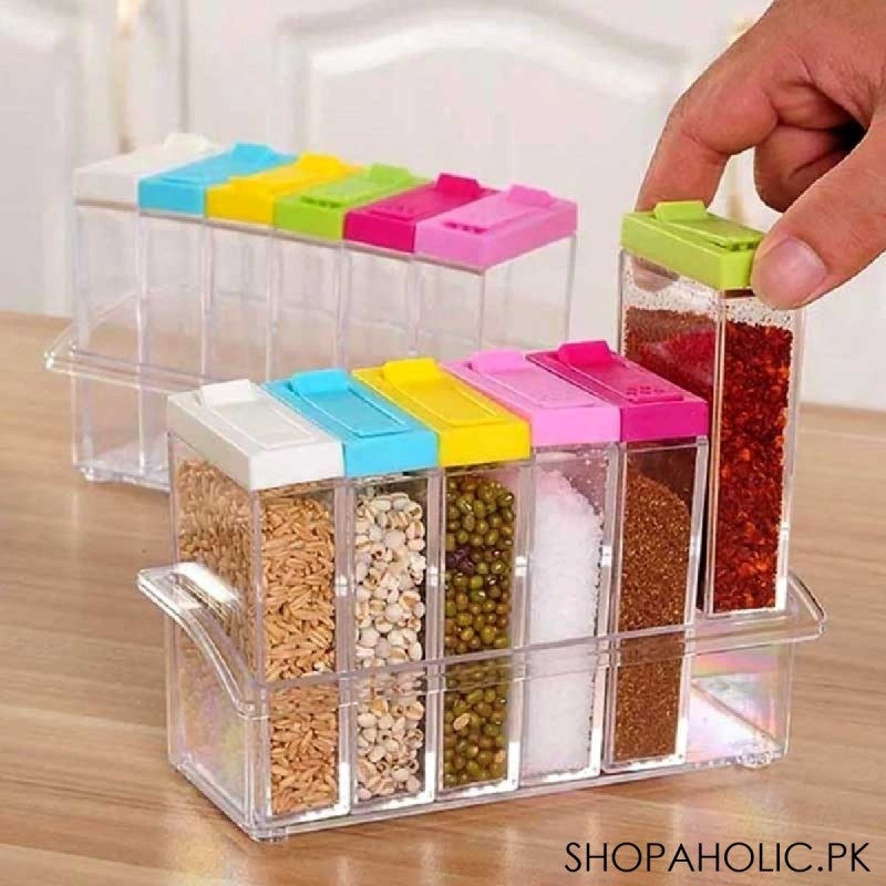 6 Piece/Set Transparent Plastic Masala Spice Jars Set for Kitchen, Condiment Box, Acrylic Seasoning Storage Box